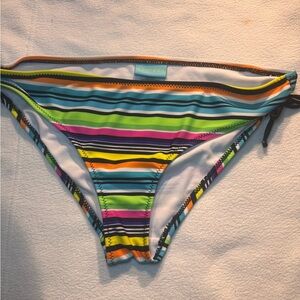 Jantzen brand, multicolor striped, side-tie hipster bikini bottom. Teen 16